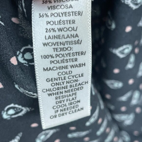 Loft Womens M Mixed Media Sweater Top Black Printed Back a0454 - Picture 5 of 7